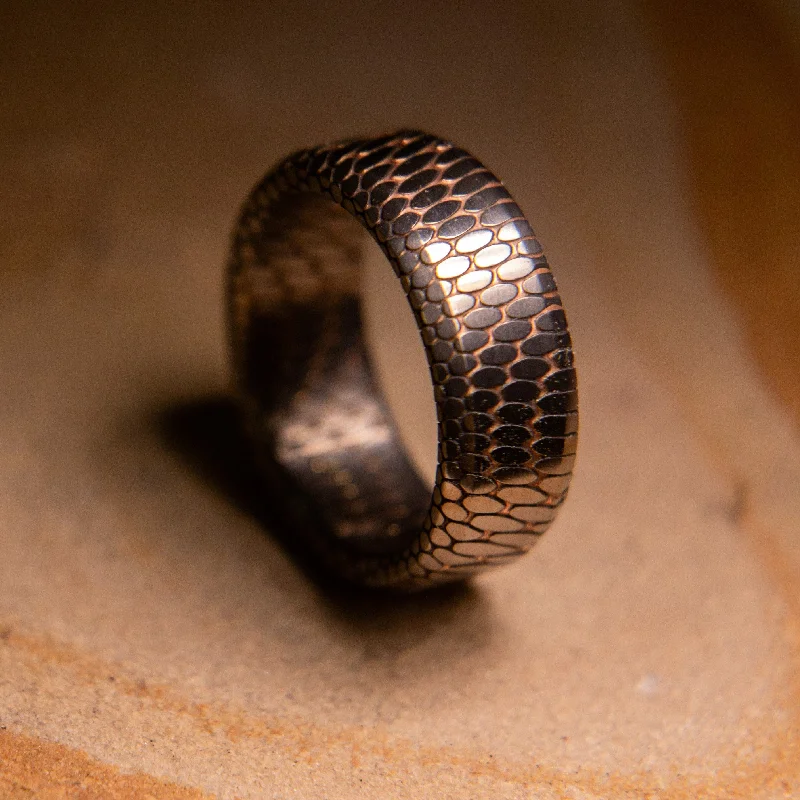 Silver rings for women -Etched Tilted Superconductor Ring 2.0