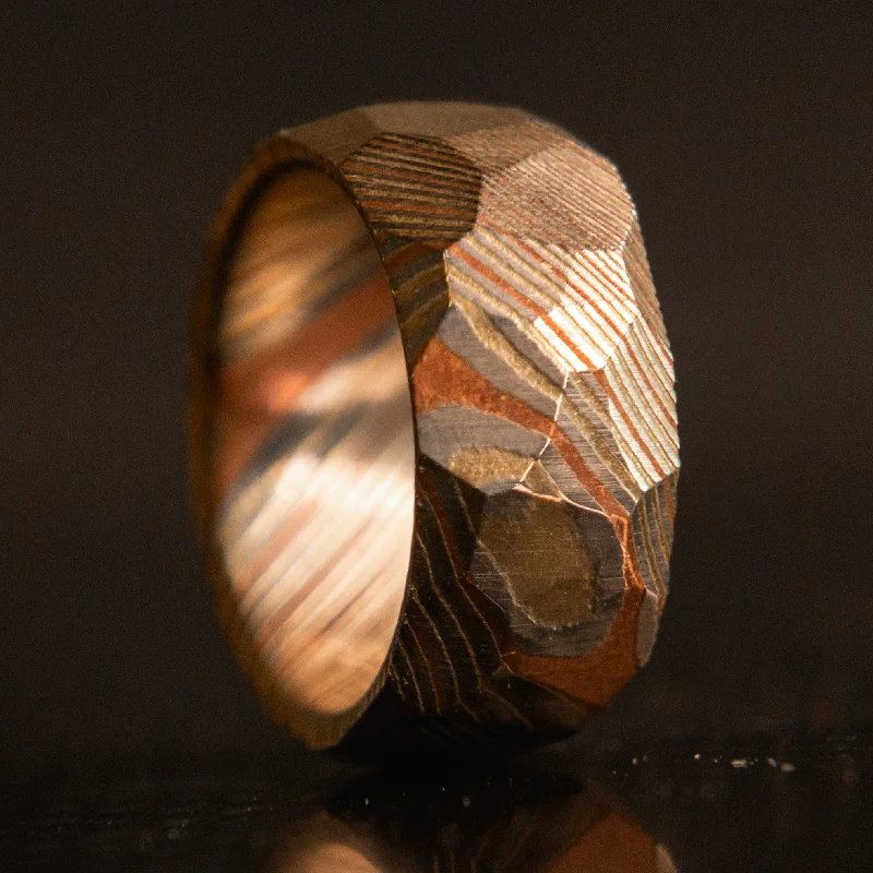 Women designer rings -Obsidian Mokume Gane Ring