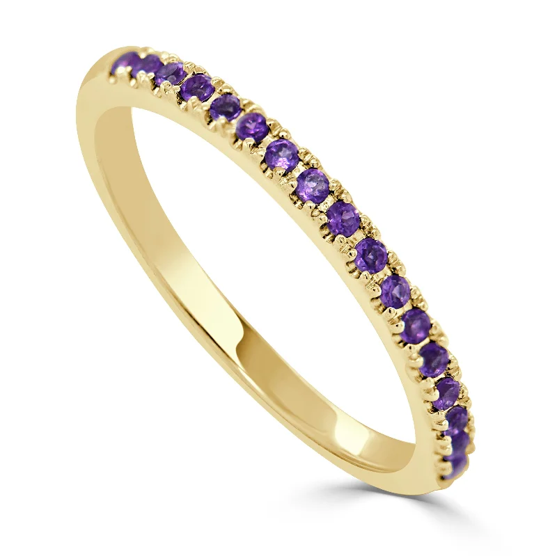 Women engraved rings -14k Gold & Birthstone Stackable Ring