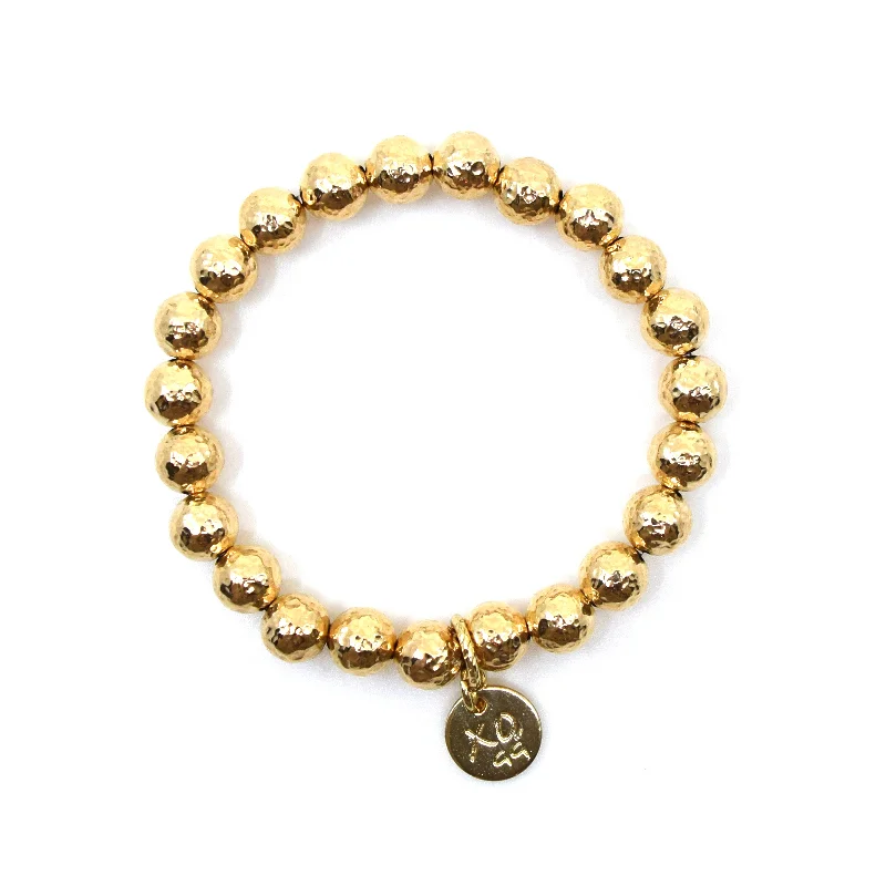 Women luxury pearl bangles and bracelets -Eternity Bracelet in Gold Hammered