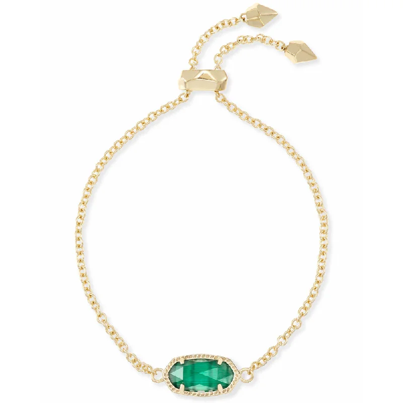 Women stylish bangles and bracelets -Kendra Scott Elaina Delicate Chain Bracelet in Emerald Cats Eye