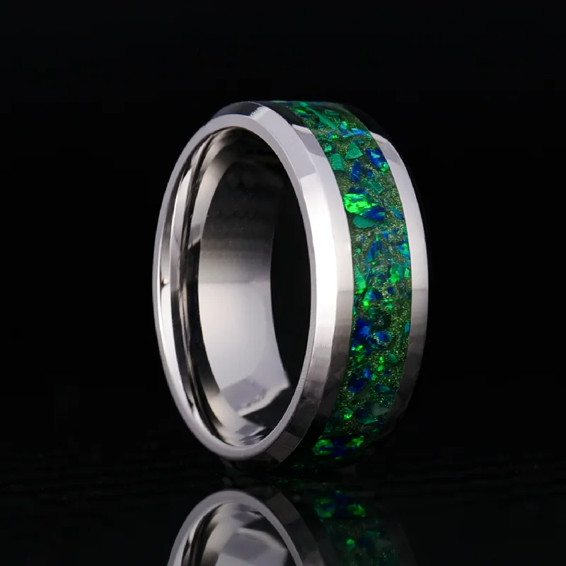 Women ring with colored gemstones -Evergreen Cobalt Chrome Glowstone Ring