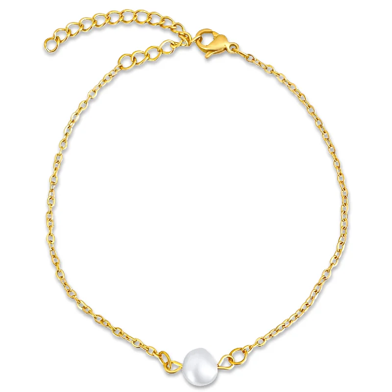 Women elegant cuff bangles and bracelets -Shayla Dainty Pearl Chain Bracelet