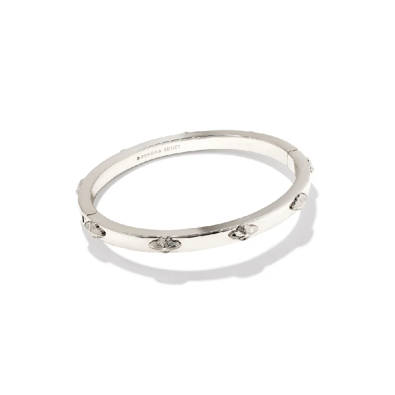 Women gemstone and silver bangles and bracelets -Kendra Scott Abbie Rhodium Metal Bangle Bracelet