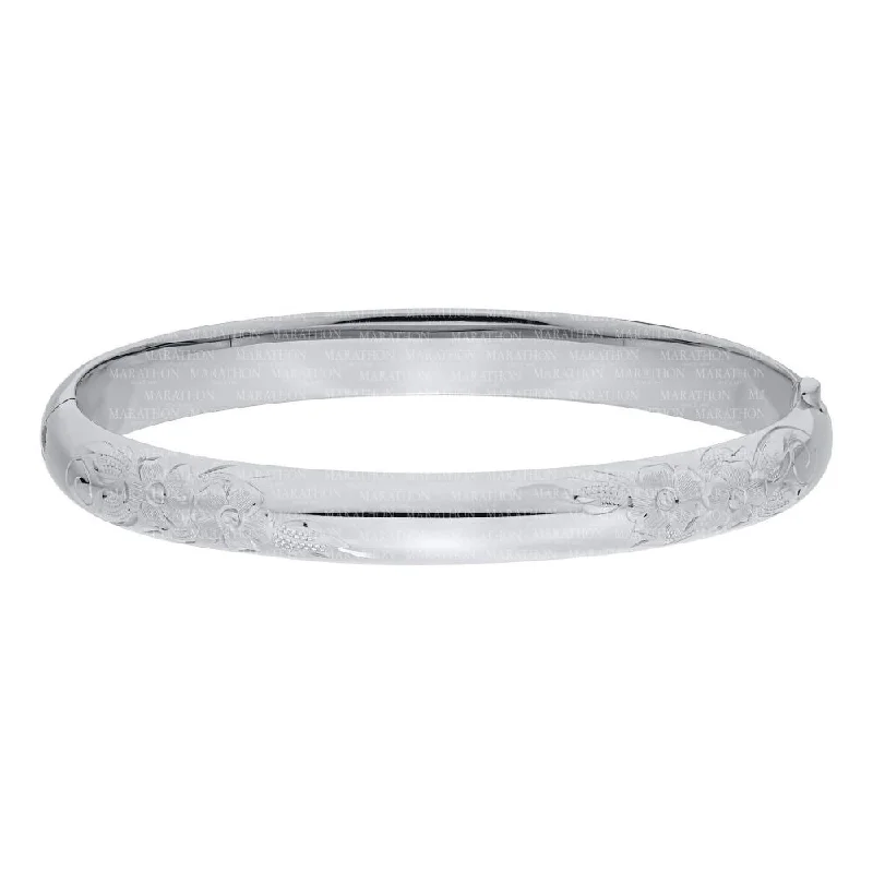 Women retro bangles and bracelets -Sterling Silver 8mm Engraved Bangle Bracelet