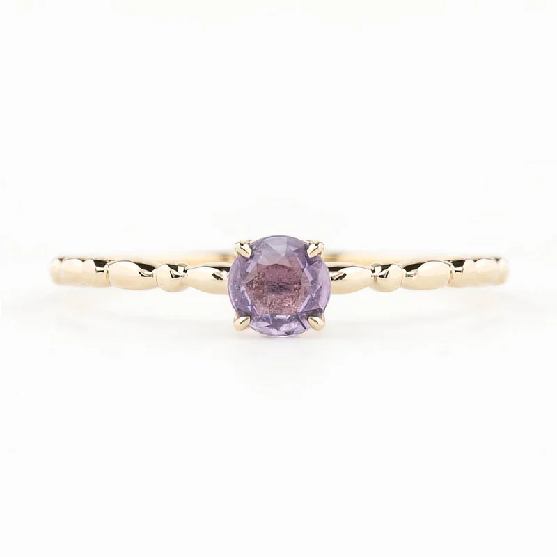 Handmade engagement rings for women -Candy Ring 4.5mm 0.40ct Purple Unheated Madagascar Sapphire 14K Yellow Gold