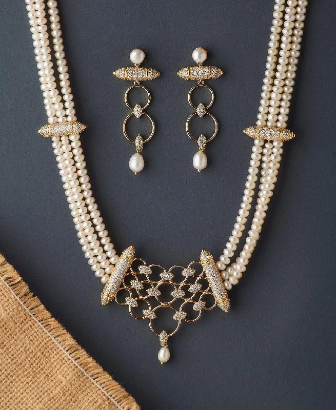 Luxury pearl necklaces for women -Ravishing Real Pearl Necklace Set