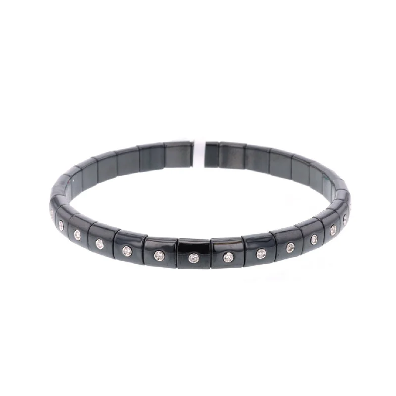 Women dainty bangles and bracelets -0.30 ctw Diamond Stretch Ceramic Bracelet