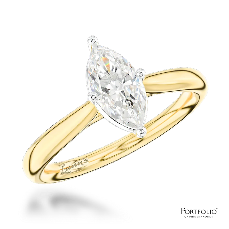 Women double band rings -Solitaire 0.50ct G SI1 Diamond Yellow Gold/Platinum Ring