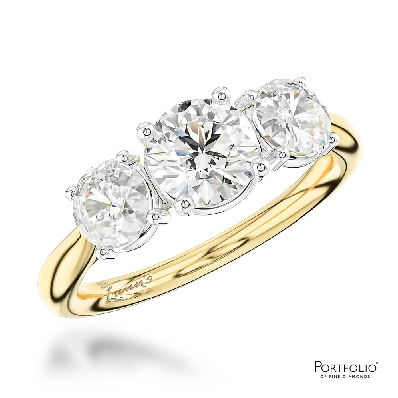 Women classic rings -Three Stone 0.70ct G SI1 Diamond Yellow Gold/Platinum Ring