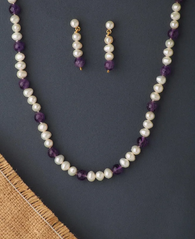 Short necklaces for women -Trendy Real Pearl Necklace Set