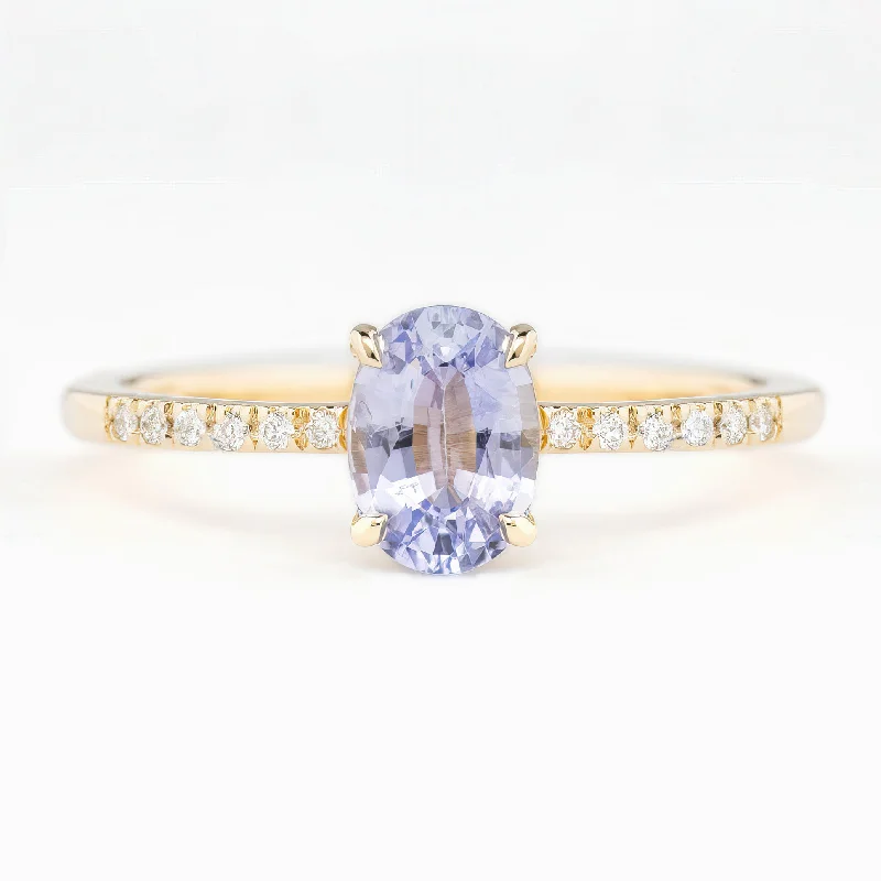 Luxury engagement rings for women -Audrey Ring 1.02ct Lavender Blue Ceylon Sapphire, 14K Yellow Gold (One of a kind)