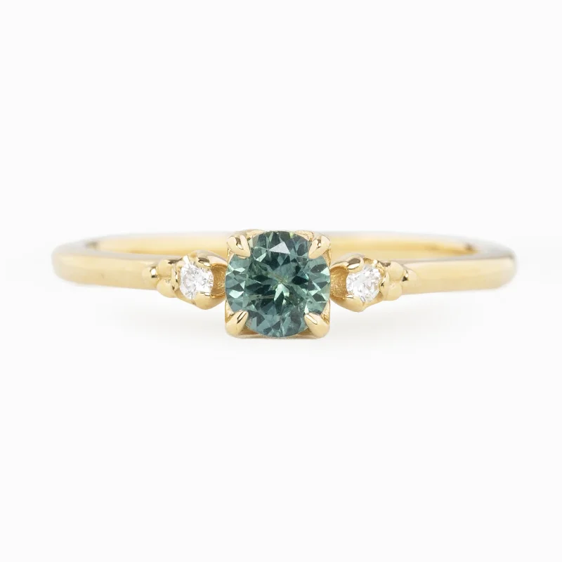 Colorful engagement rings for women -Estel Ring 4.5mm Green Montana Sapphire, 14k Yellow Gold