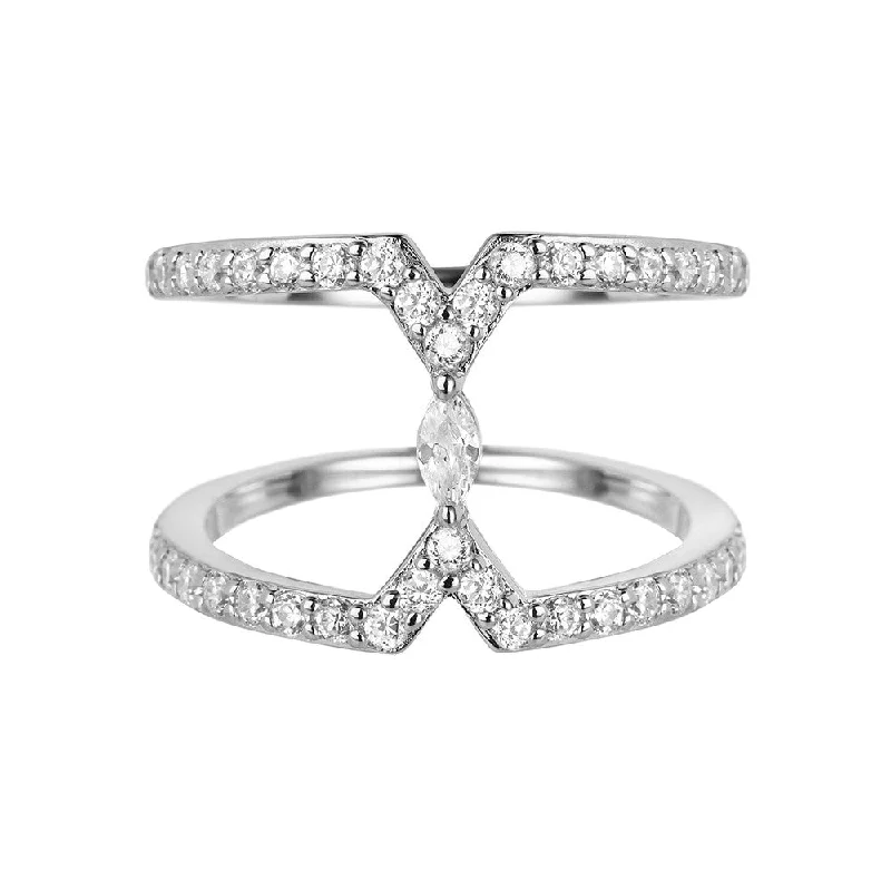 Women luxury wedding rings -Silver Marquise Ring