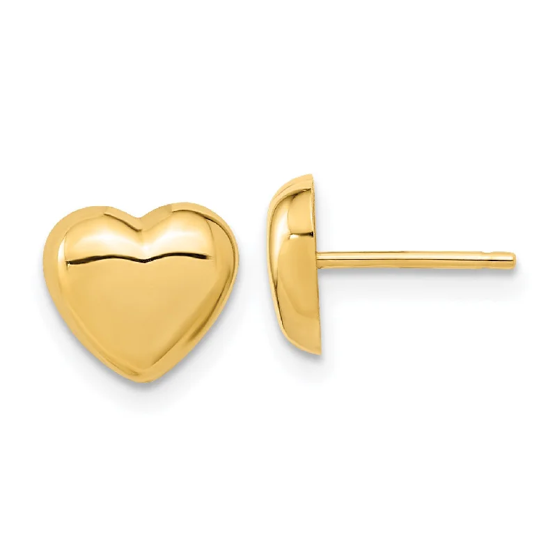 Women delicate earrings -14KT Yellow Gold 7.8X8.6MM Heart Earrings