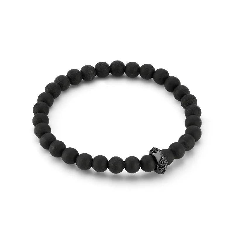 Women dainty bangles and bracelets -SYDNEY 18K BLACK GOLD, BLACK DIAMOND AND ONYX ORIGAMI BEADED BRACELET