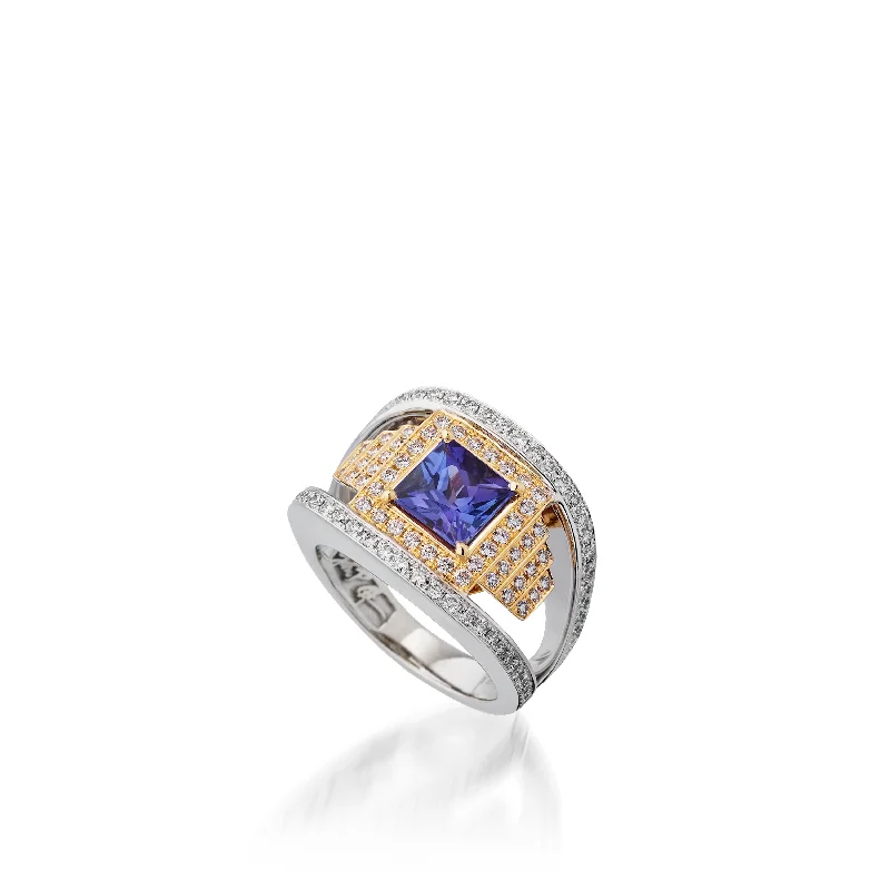 Women platinum rings -Signature Tanzanite Ring