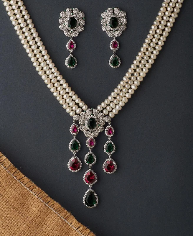 Chain necklaces for women -Ravishing Real Pearl Necklace Set