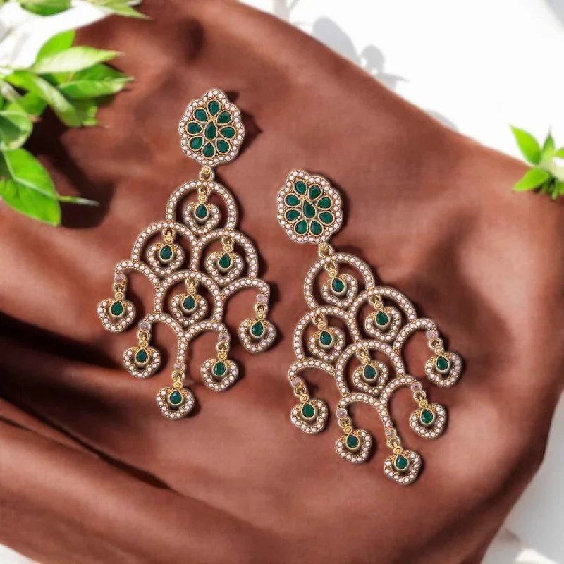 Women heart-shaped earrings -Emerald Maalai Danglers