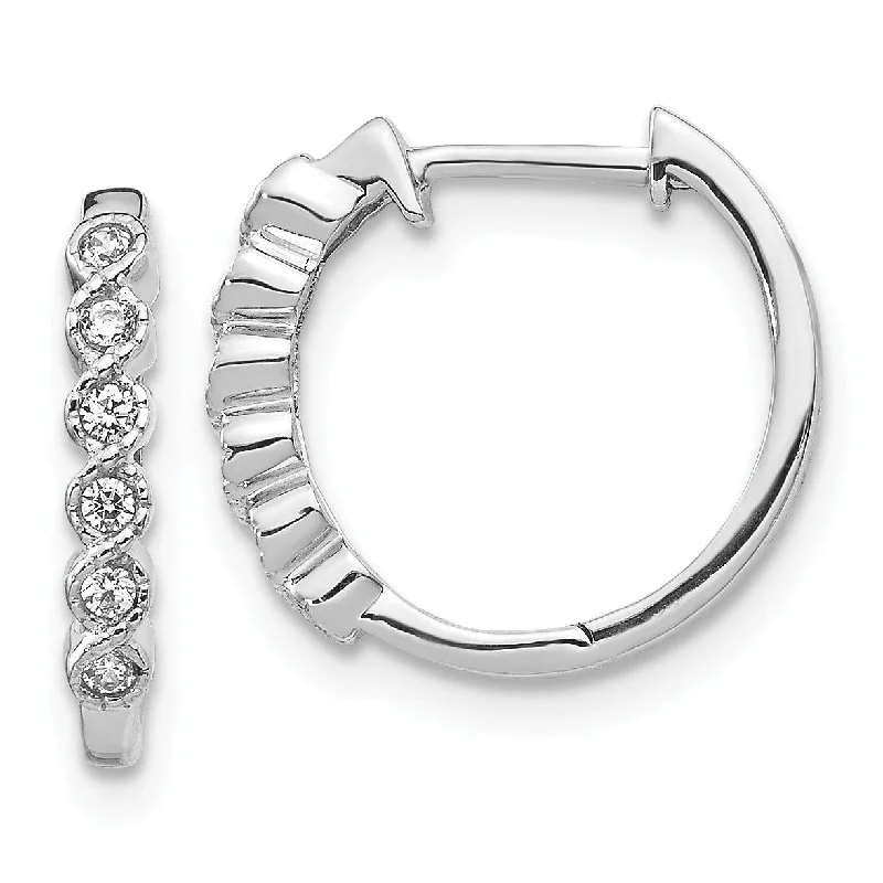 Women gemstone hoop earrings -1/8 CTW Diamond Hoop Earrings in 14KT White Gold