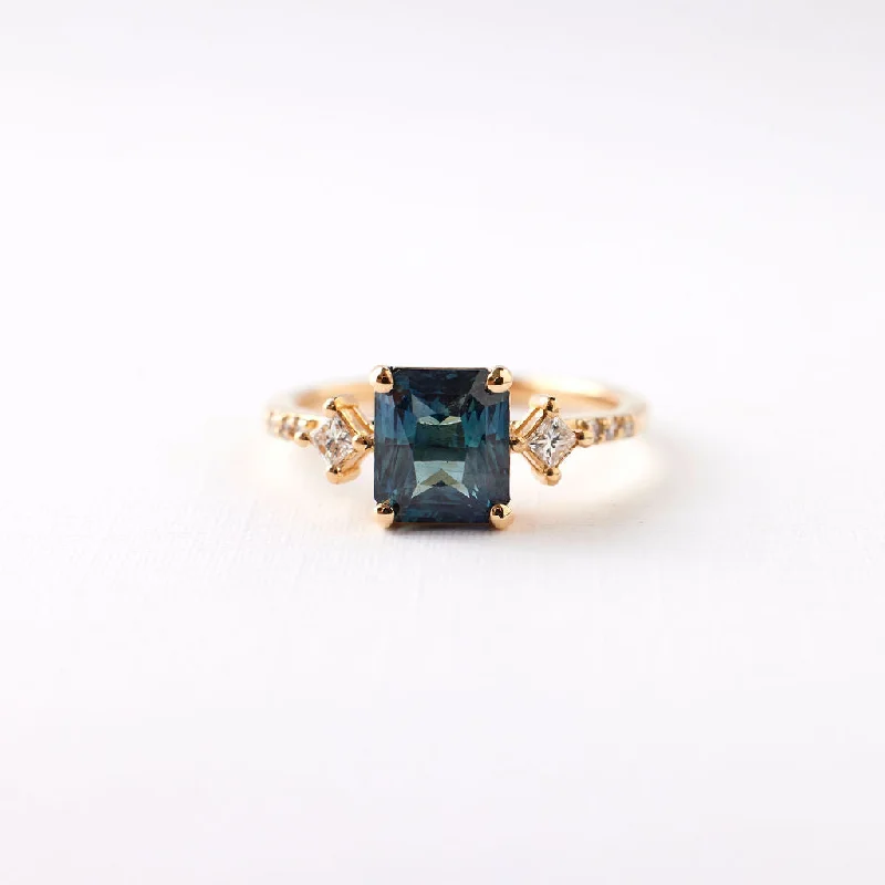 Gemstone engagement rings for women -May Ring - 1.83 Carat Blue Radiant Sapphire