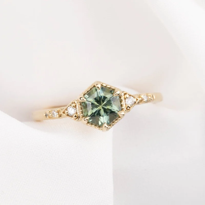 Chic cuff engagement rings for women -Agatha Ring Light Green Montana Sapphire, 14k Yellow Gold (One of a kind)