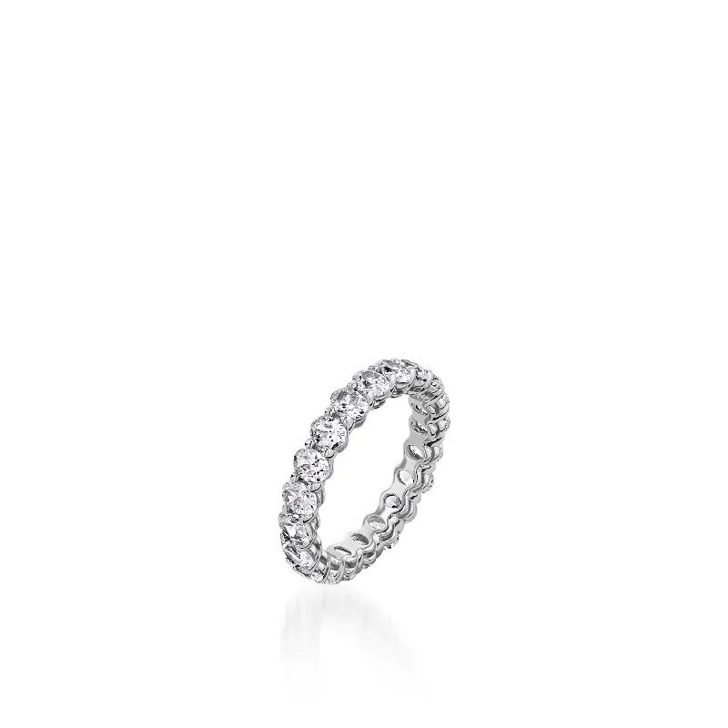 Women classic silver rings -3-Carat Oval Natural Diamond Eternity Band