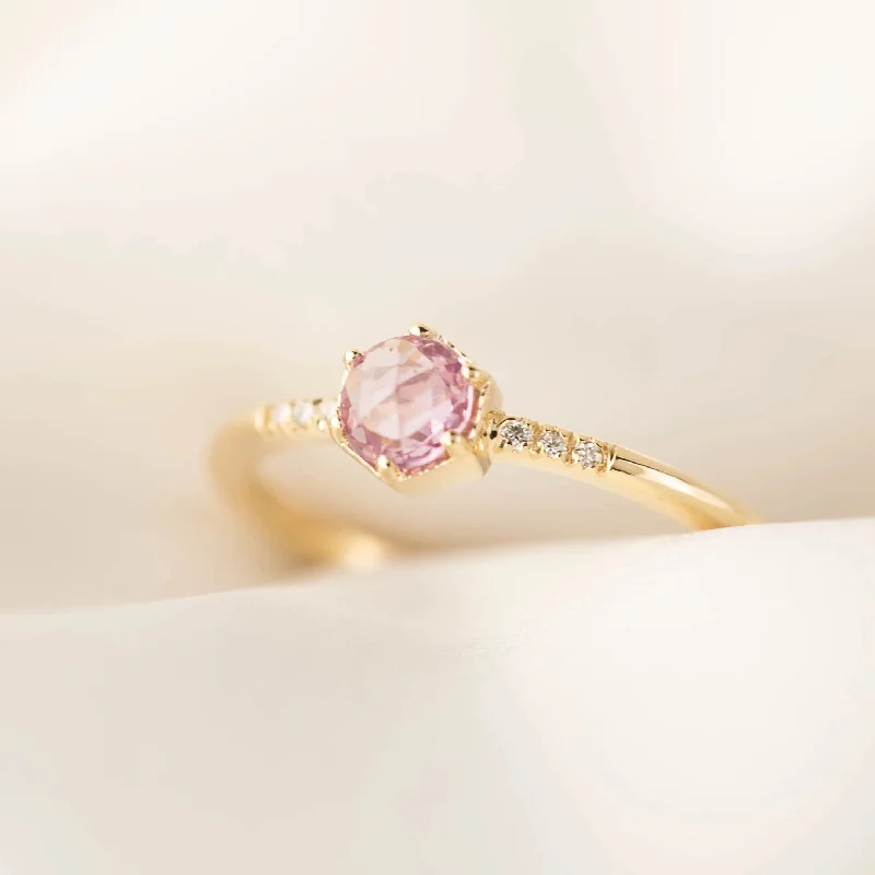 Classic silver engagement rings for women -Grace Ring - 4.5mm 0.35ct Pink-Purple Unheated Sapphire