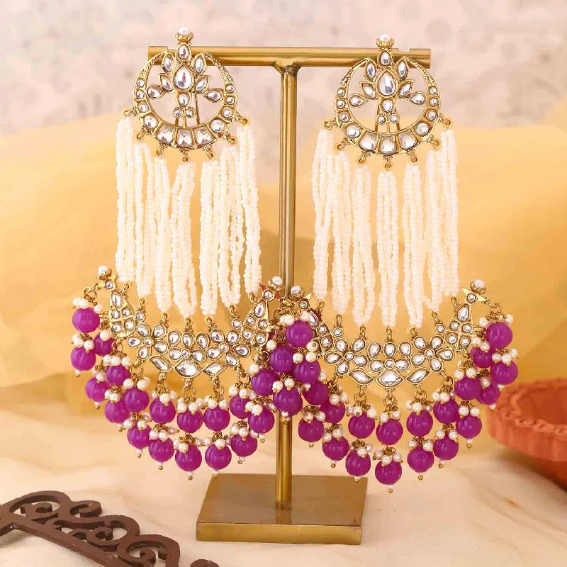 Women chic earrings -Purple Rashika Chandbalis