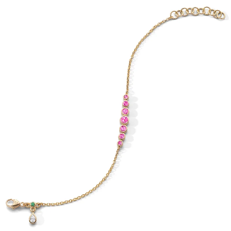 Women vintage bangles and bracelets -Bezel Set Round Pink Sapphire Tennis Bracelet in 18K Gold