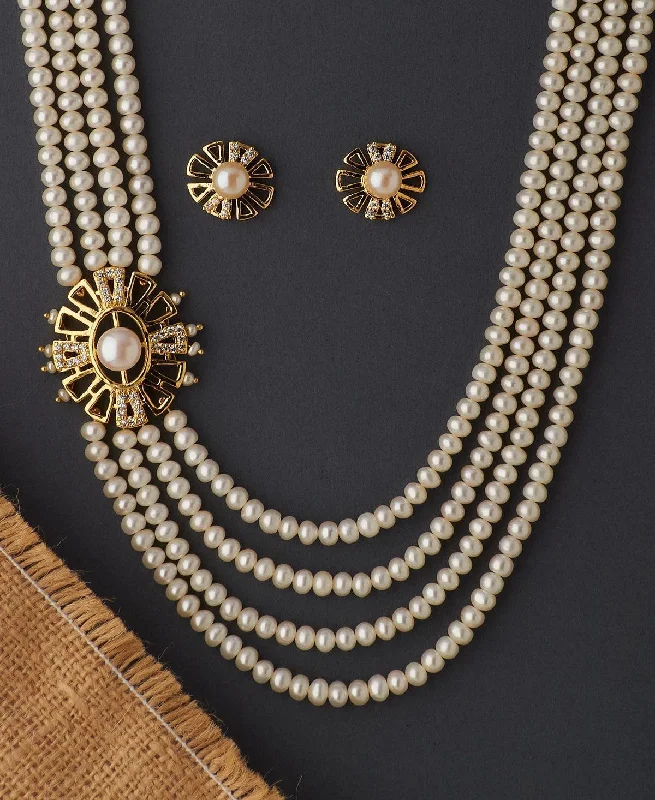 Delicate necklaces for women -Ravishing Real Pearl Necklace Set