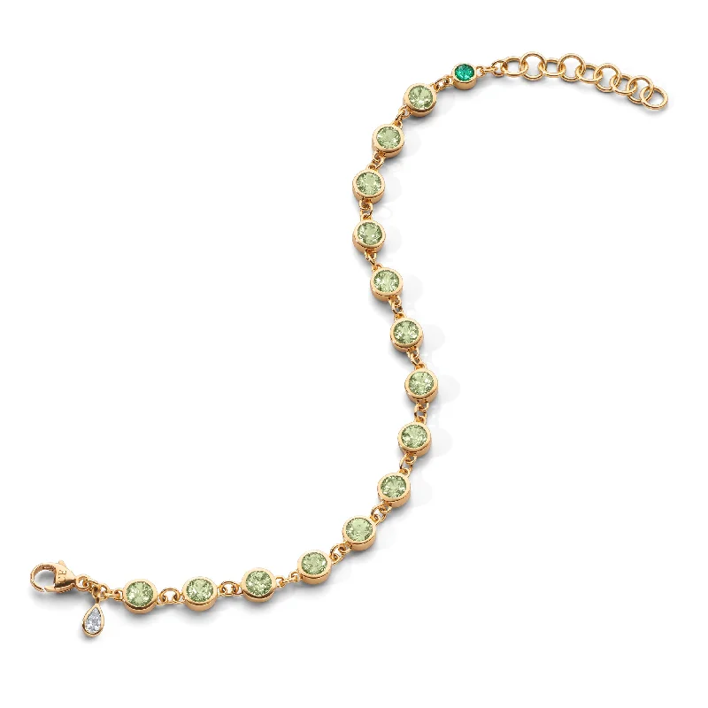 Women stackable silver bangles and bracelets -Peridot Tennis Bracelet in 18K Gold