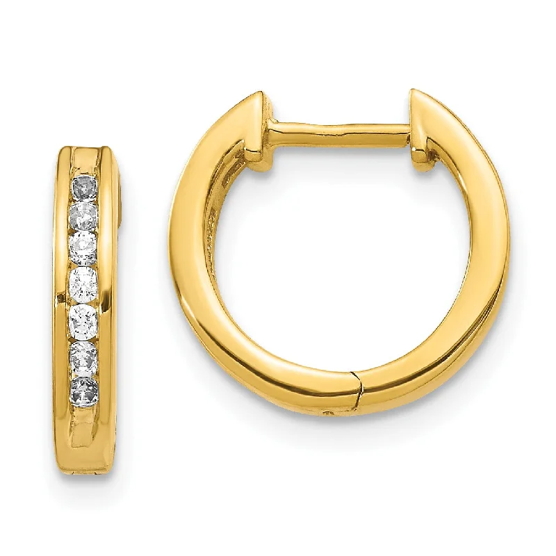 Affordable earrings for women -1/4 CTW Diamond Hoop Earrings in 14KT Yellow Gold