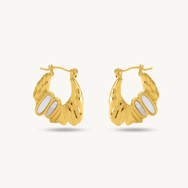 Women gold-plated earrings -Golden Gateway Hoop Earrings