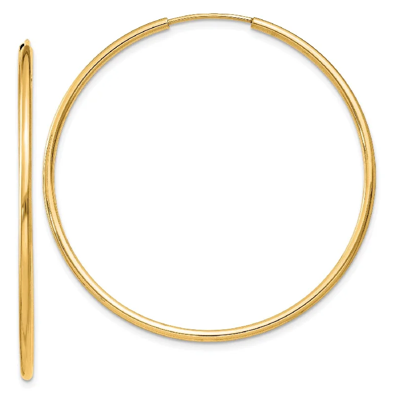 Women oval earrings -14KT Yellow Gold 40X1.5MM Hoop Earrings