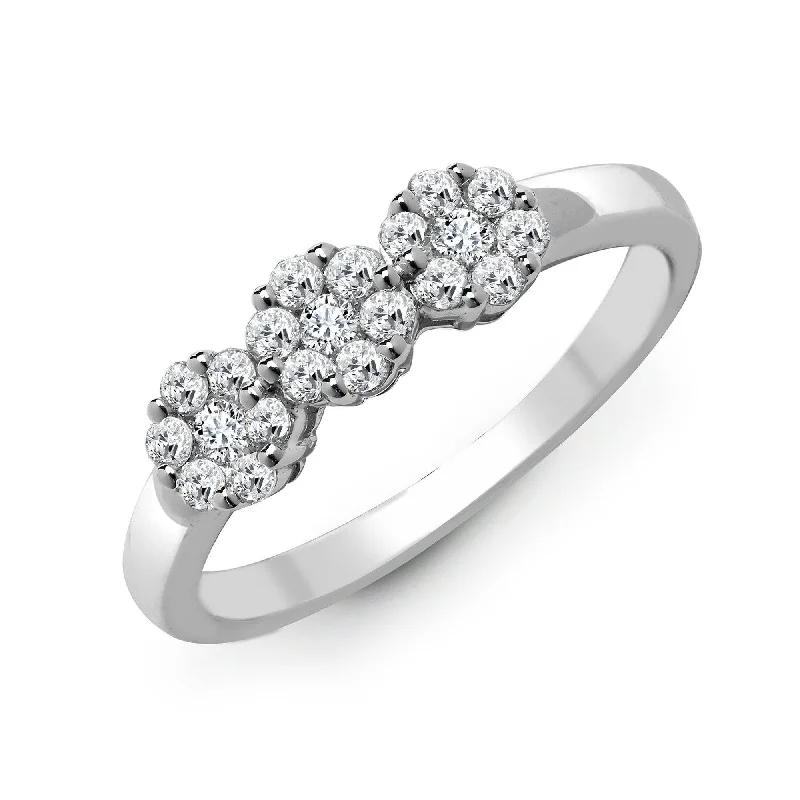 Infinity charm engagement rings for women -18ct White 1.00ct Diamond 3 x 7 Cluster Ring