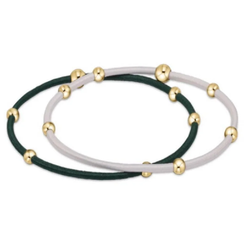 Women infinity bangles and bracelets -enewton "e"ssentials Gameday Green-White Hair Bracelets - Set of 2