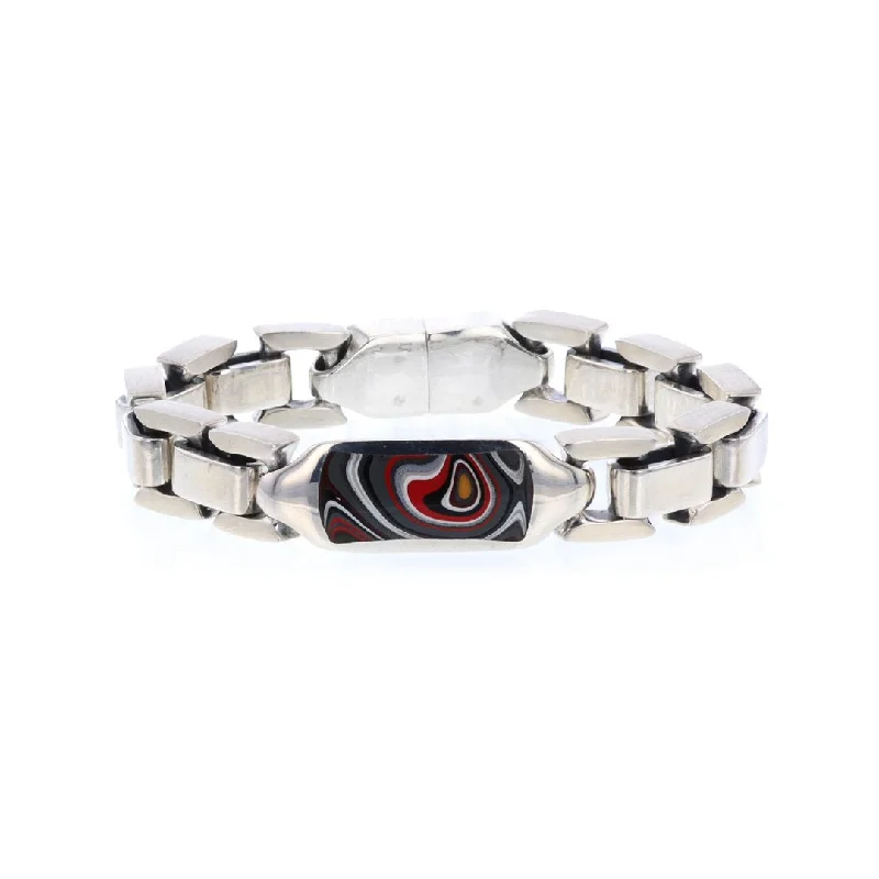 Women beaded bangles and bracelets -Fordite Sterling Silver Bracelet