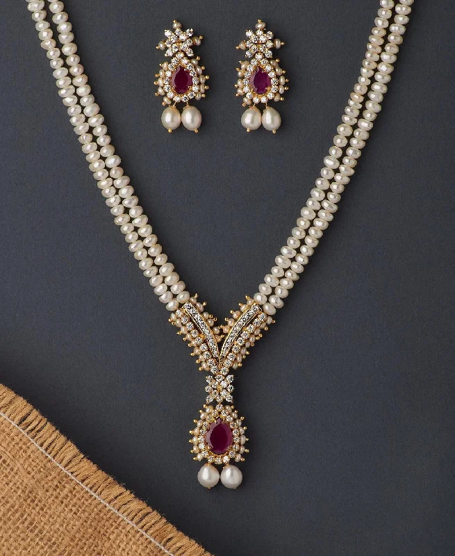 Beaded necklaces for women -Traditional Real Pearl Necklace Set