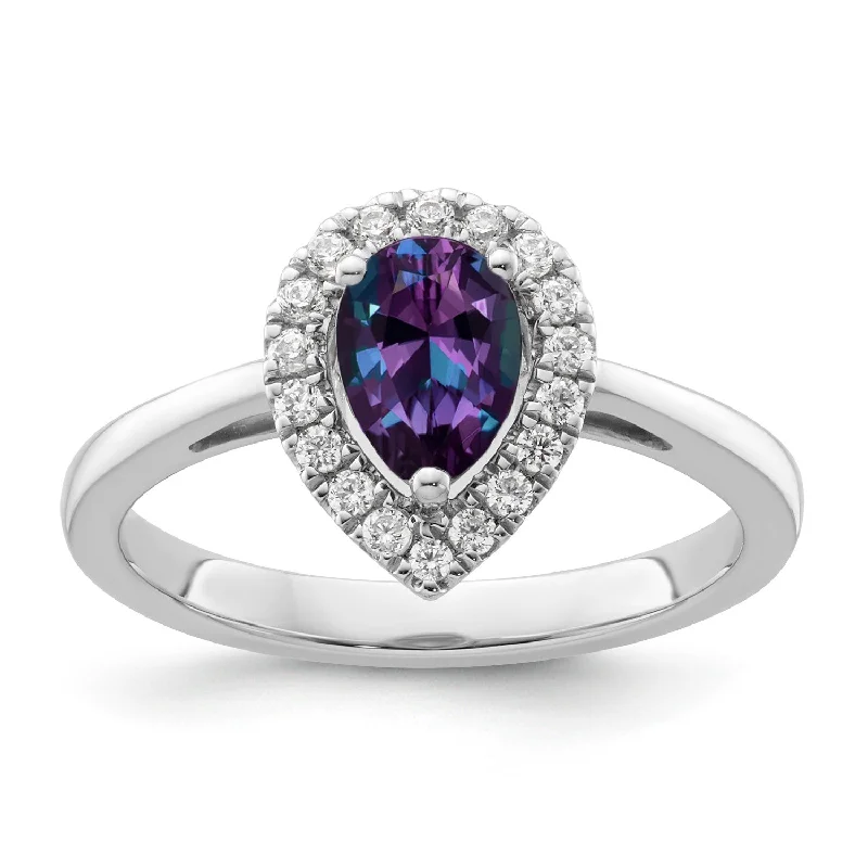 Women fashion rings -Alexandrite Diamond Halo Ring