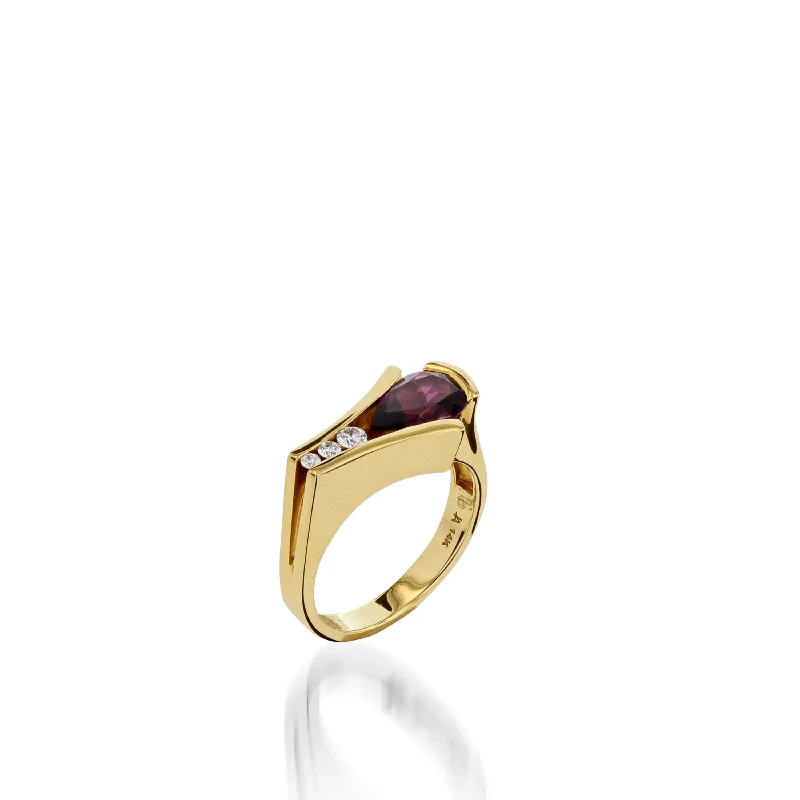 Women designer rings -Venture Small Gemstone Ring with Diamonds