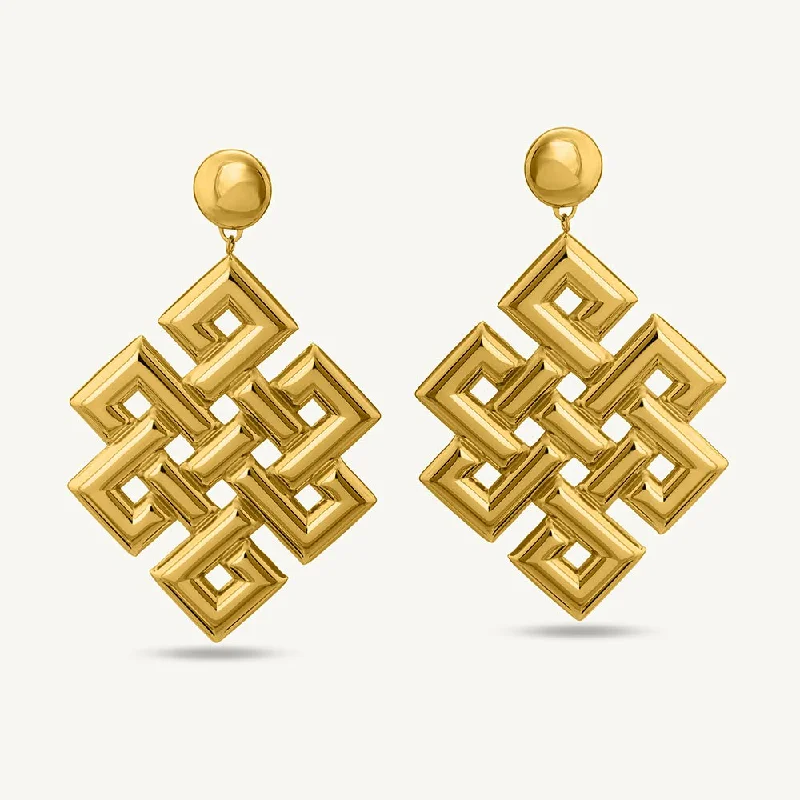 Women sparkly earrings -Endless Knot Drop Earrings