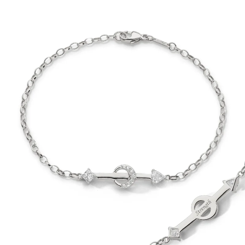 Women handcrafted bangles and bracelets -"Strength" Arrow Petite Poesy Sterling Silver Bracelet