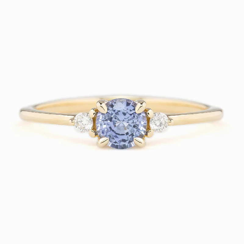 Floral charm engagement rings for women -Emilie Ring 5mm 0.50ct Light Blue Ceylon Sapphire 14K Yellow Gold