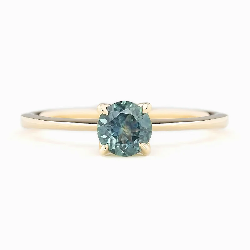 Colorful gemstone engagement rings for women -Sara Ring - 5mm 0.55ct Teal Blue Montana Sapphire