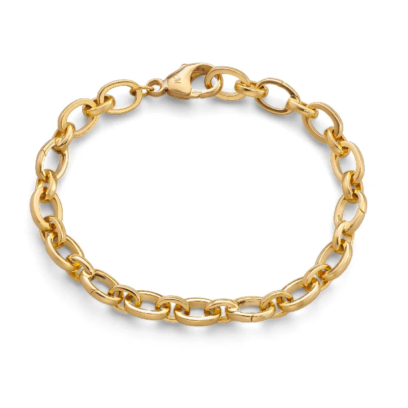 Women rose gold bangles and bracelets -"Audrey" Link Charm Bracelet in 18K Yellow Gold