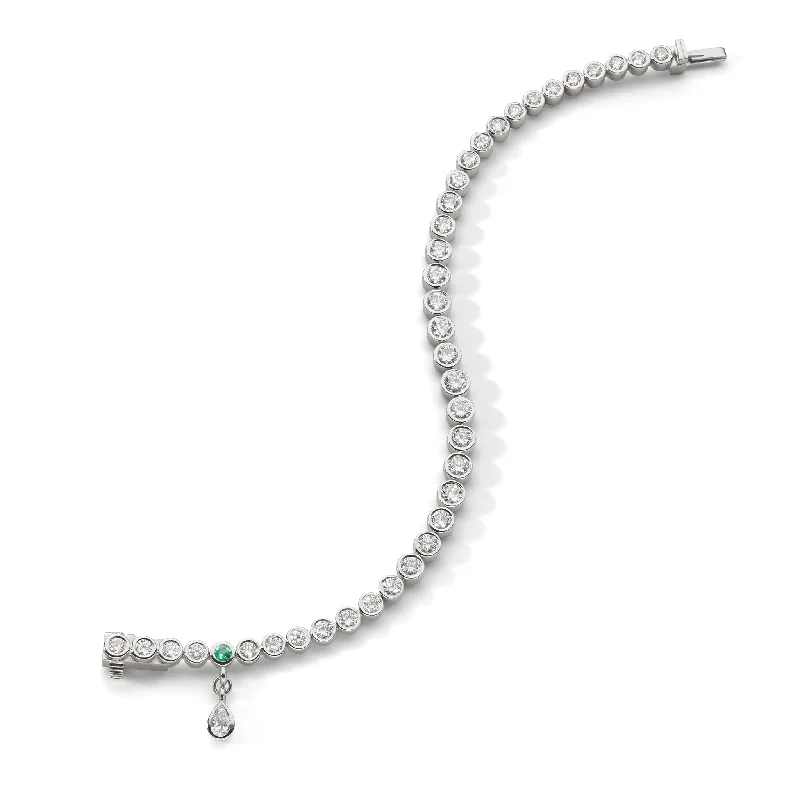 Women luxury pearl bangles and bracelets -Luxe Graduated Round Bezel Set Diamond 18K White Gold Tennis Bracelet