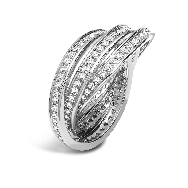 Engraved engagement rings for women -18ct White 1.40ct Diamond Full Set 3mm RWR