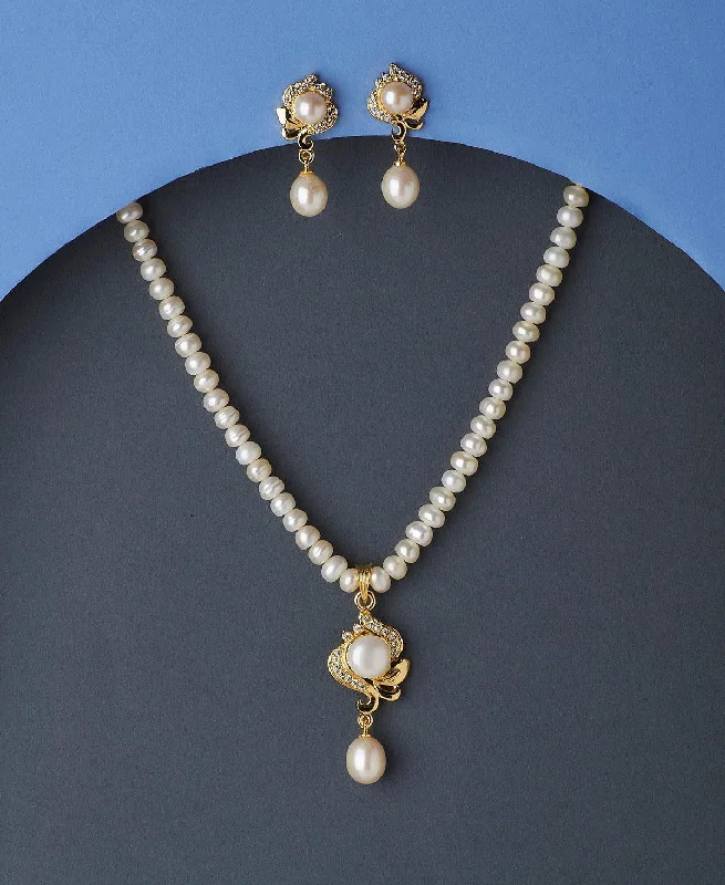 Handcrafted necklaces for women -Trendy Real Pearl Necklace Set