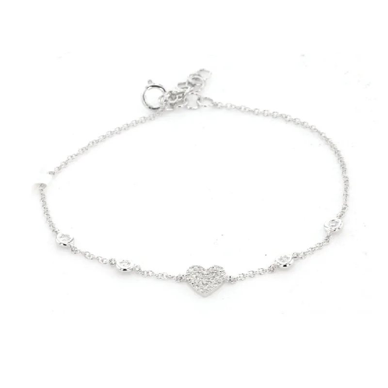 Women vintage charm bangles and bracelets -0.14 ctw Diamond Heart Bracelet